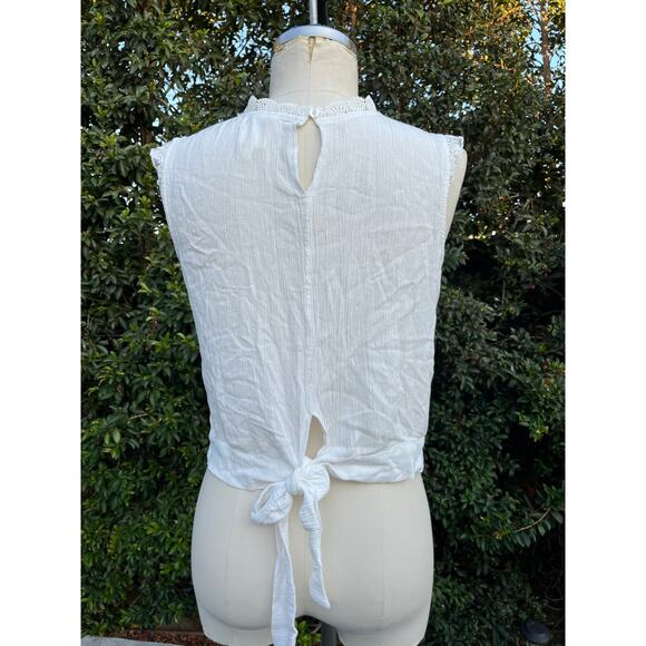 Self Esteem Cream Ivory Lace Boho Rayon Crepe Crop Tank Large - Picture 4 of 7